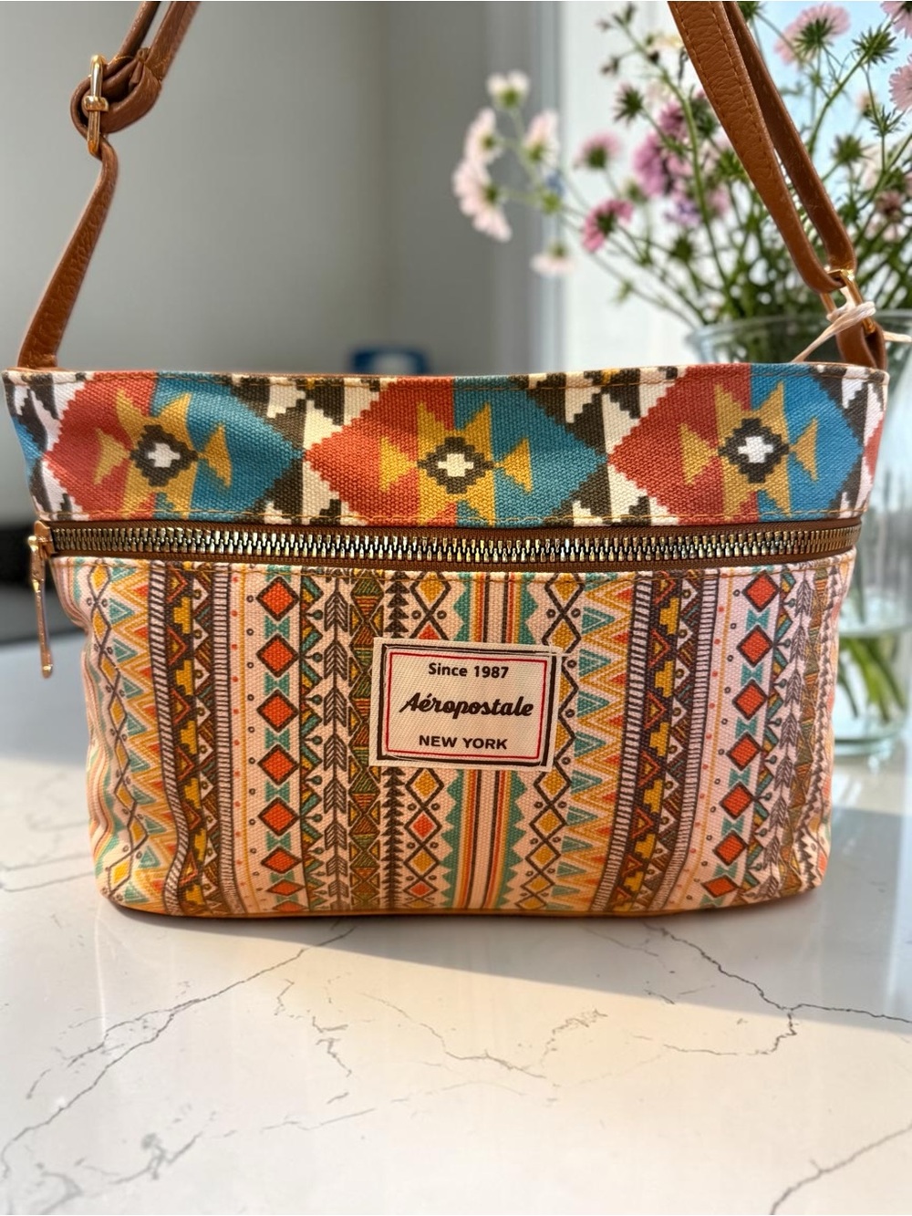 Aeropostale Multicolor Geometric Southwest Style Crossbody Bag NWT